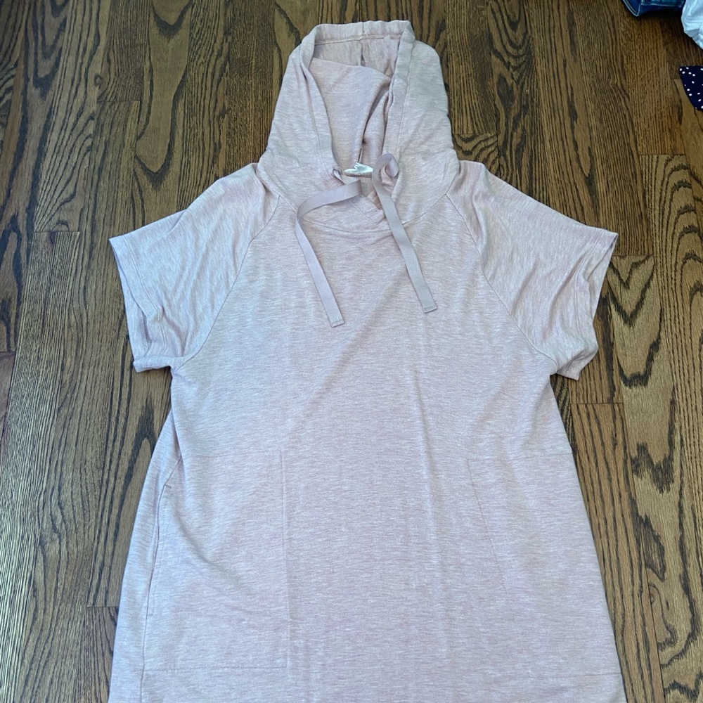 Pink short sleeve hoodie dress